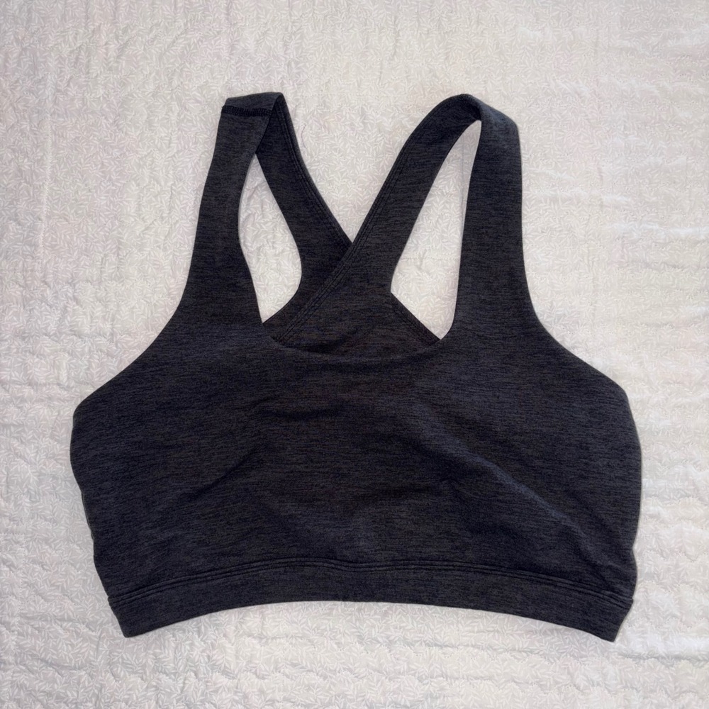 BODO Activewear Womens Charcoal Gray Heather Cross Back Sports Bra Size Medium